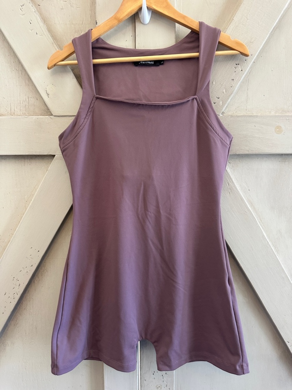 Automet Mauve Athletic Romper Size Large Built-In Bra Stretch One Piece